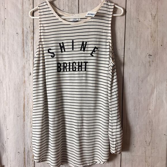 Old Navy Sleeveless Striped Tank Top with Shine Bright Print Sz L NWT - Picture 3 of 8